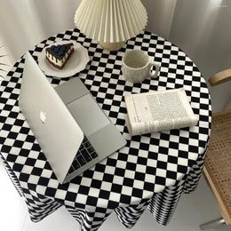 Table Cloth Ins Internet Celebrity Black And White Checkerboard Contrasting Tablecloth Desk Dining Soft Decoration Background