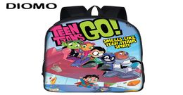 Diomo Cartoon Anime Teen Titans Go Backpack School Bags Gift For Boy With Girl Kids Children Rucksack Teenager Child J1905229013222