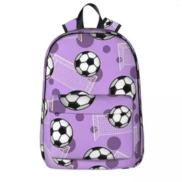 Backpack Soccer Ball And Goal Purple Pattern - Backpacks Boys Girls Bookbag Students School Bags Cartoon Children Travel