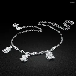 Anklets 925 Sterling Silver Vintage Anklet For Women Animal Charm Ankle Pendant Bracelet On Leg Foot Beach Jewelry Accessories