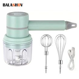 Mixers 2In1 Rechargeable Garlic Ginger Chopper Electric Egg Beater Whisk Wireless Automatic Meat Food Machine Handheld Mix Kitchen Tool