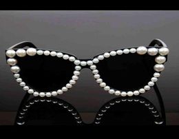 Sunglasses 2018 Newest Sexy Cat Eye Sunglasse Brand Designer Lady Pearl for Female Vintage Masks 2203261837320