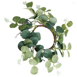 Decorative Flowers Eucalyptus Wreath Rings Artificial Leaves Wreaths For Table Iron Wire Small Greenery