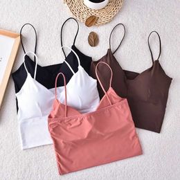 Women's Tanks Camis 2022 Sexy Bra Push Up Bas for Women Bralette Seamless Padded Bra Strap Silk Tops Lingerie Wireless Fitness Tops Brassiere Bra Y240420