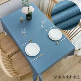 Table Cloth White Northern Europe Waterproof And Oil Proof Rectangular Wash Free Imitation Cotton Linen End