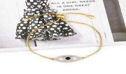 Stylish Simple Style Bling White CZ Pave Colour Evil Eye Gold Charms Adjustable Link Braclet For Women Dainty Gift20217018311