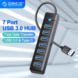 Hubs ORICO 5Gbps USB 3.0 HUB Type C 7 Ports High Speed Mini Splitter OTG Adapter For Desk PC Computer Accessories HUAWEI Xiaomi