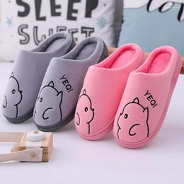 Slippers Cartoon Shoes Winter Warm Man Women Non-Slip Indoor Home Cute Couple Flip Flops