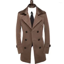 Men's Trench Coats Korean Mid Young Coat Mens Spring Autumn Abrigos Length Roupas Maculinas Erkek Mont Double Breasted Slim Fitting Jacket