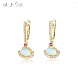 Dangle Earrings ALLNOEL Solid 14K Yellow Gold For Women Natural 4 6mm Opal Amethyst Elegant Birthday Gifts Fine Jewellery Handmade