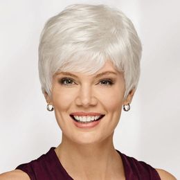 Wig Wig Joy Beauty Short Bob Wavy Wig Women White Wig Adatto per feste o usa quotidianamente la parrucca per acconciatura resistente al calore Z0613