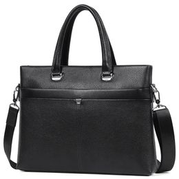 Men Genuine Leather Briefcase Business High Capacity Laptop Bag Handbag Stylish Simple For Male Crossbody Shoulder 240418