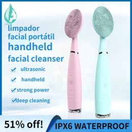 Instrument Mini Facial Cleansing Brush Silicone Electric USB Rechargeable Face Cleanser Machine Ultrasonic Skin Care Washing Brush Device