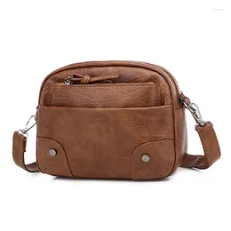 Bag Fashion Small Handbag For Women Soft Faux Leather Shoulder Purse Brown Zipper Pockets Phone Case Crossbody Messenger