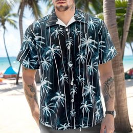 Men's Casual Shirts Summer Clothes Hawaiian Flower Shirt Coconut Tree Print Beach Resort For Men Items