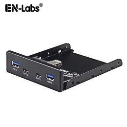 Hubs 4 USB 3.1 Hub 3.5" Front Panel,2 USB 3.0 TypeA USBC 3.5 inch Floppy Panel Adpater for Motherboard 20Pin USB Header Connector