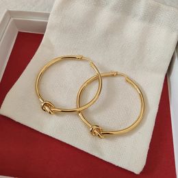 Brands Famous Designer 18K Gold Plated Large Round Knot Earrings Women Top Quality Luxury Jewellery Charm Model Runway 240408