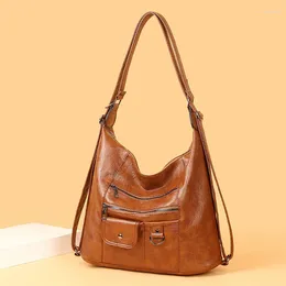 Shoulder Bags Bag Women 2024 European And American Women's Large-capacity Retro Multi-pocket Fashion Soft Leather Mother