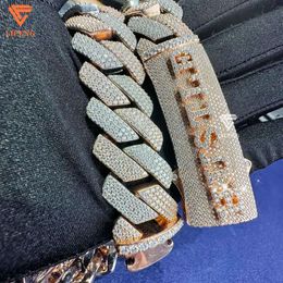 Lifeng Jewelry Custom Name Cuban Link Chain Two Tone Vvs Moissanite Miami Hiphop Cuban Chain Necklace