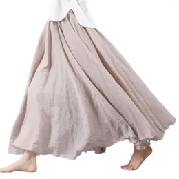 Skirts Breathable Skirt Elastic Waist Bohemian Maxi With Flowy Hem Women's Ethnic Style A-line Streetwear Long Boho For Casual