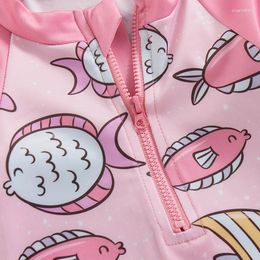 Clothing Sets Toddler Baby Girl Swimsuit Two Piece Long Sleeve Rash Guard Tropical Fish Zipper Bathing Suit Beach Swim Wear