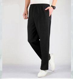Mens Plus Size Loose Knit Cotton Sports Trousers Thick Material Spring Jogging Street Running Pants Big 240412