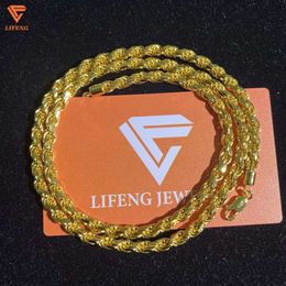 Lifeng Jewellery 5mm Hip Hop Punk Gold Colour Necklaces 925 Sterling Silver Swag Twist Rope Chain Necklace for Women Me