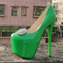 Dress Shoes Fashion Transgender Bridal Platforms Stilettos 22cm Thin High Heels Ladies Woman Catwalk Shows Pole Dance Rhinestone Pumps