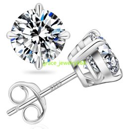 VVS Gra Diamond Ear Stud 0.3ct-3ct 14K 18K Gold Plated 925 Sterling Silver Moissanite Hypoallergenic Earring for Women Girls Men