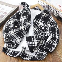 Jackets Boys' Checkered Jacket Spring And Autumn Fashion Top Handsome Children