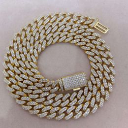 Hip Hop Men Jewellery 10mm Moissanite 14k Gold Plated Cuban Link Chain Necklace Bracelet Cuban Diamond Chain