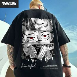 Men's T-Shirts Loose Harajuku Cotton Short Slve Japanese Anime Printed T-shirt Men Women Manga Tops Summer Casual Oversized T Y2k Clothes Y240420