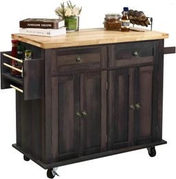 Bakeware Tools NSdirect Kitchen Island Cart Bar&Serving Rolling On Wheels With Spice Rack Towel Holder Utility Storage Trolley