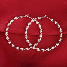 Hoop Earrings Fashion Silver Colour 5cm For Woman Beautiful Big Circle Charms Party Jewellery Christmas Gifts