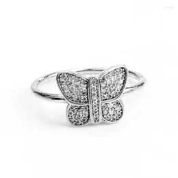 Cluster Rings 925 Sterling Silver Animal Pan Ring Pave Butterfly With Cubic Zirconia For Women Wedding Party Fashion Jewelry