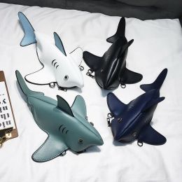 Bags Cute Cartoon Shark Shape Ladies Shoulder Bag PU Leather Mobile Phone Bag Messenger Bag Cartoon Chain Messenger Bag