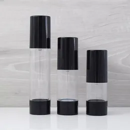 Storage Bottles 50PCS 15ml Press Vacuum Lotion Black Airless Pump Bottle Cosmetics DIY Travel Sub-bottle Refillable