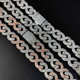 Custom 16mm Vvs Moissanite Iced Out Diamond Chain Necklace 925 Sterling Silver Baguette Miami Cuban Link Bracelet Chain