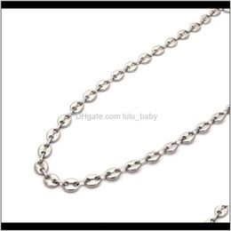 Chains Necklaces & Pendants Jewelrymujer And Hombre Whole Stainless Steel Necklace Sier Color Coffee Bean Fashion Jewelry N0423021