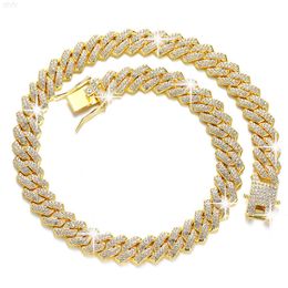 Diamond Prong Set Cuban Link Chain 14k Gold Plated Hip Hop Iced Out Jewellery Bling Vvs Moissanite Necklace for Men