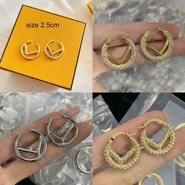 Gestüt Frauen Ohrringe Designer Premium Gold Diamant für Herren Hoop Ohrring F Hoops Brand Brief Design Dangle kleiner Größe 2,5 cm Modeschmuck mit Kasten Ashion