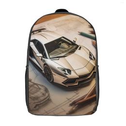 Backpack Luxury Sports Car Boy Schematics Pencil Drawing Breathable Backpacks Casual School Bags Trekking Design Rucksack