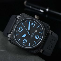 bell and ross 2023 mens BR Model Sport Rubber Strap automatic mechanical Bell Luxury Multifunction Watch Business Stainless Steel Man Ross Square men Wristwatc