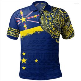 Men's Polos Fashion Hawaiian Polynesian Pattern Polo Shirt For Men 3D Print Coat Of Arms Short Sleeves Tees Kanaka Maoli Flag Lapel T Shirts