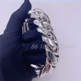 Hip Hop Jewelry Fashion Style Luxury and Heavy Bracelet Hand Faça a pulseira cubana Miami Cuban Link Chain 999 Silver