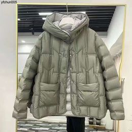 Autumn and Winter New Version Loose Lightweight White Duck Down Hooded Jacket for Womens Casual Pressed {category}