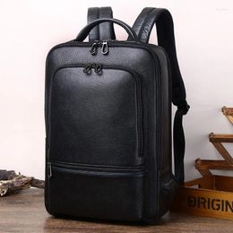 Backpack Wmnuo Men Zipper Cow Leather Business Bag For Man Shoulder Mochila Designer Travel Casual Laptop Rucksack