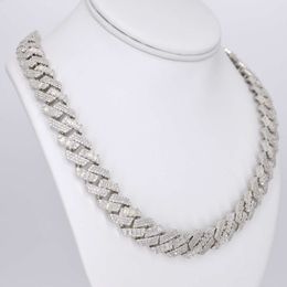 Pass Diamond Tester 925 Silver Cuban Link Necklace Iced Out 18mm 3 Rows Hip Hop Vvs Moissanite Cuban Chain