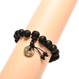 Chain Wood Buddha Buddhist Prayer Beads Tibet Armband Mala Bangle Wrist Ornament WFF Y240420