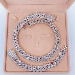 Дизайнерские ювелирные изделия Moissanite Hip Hop Iced Out Vvs Baguette Diamond Cuban Chain